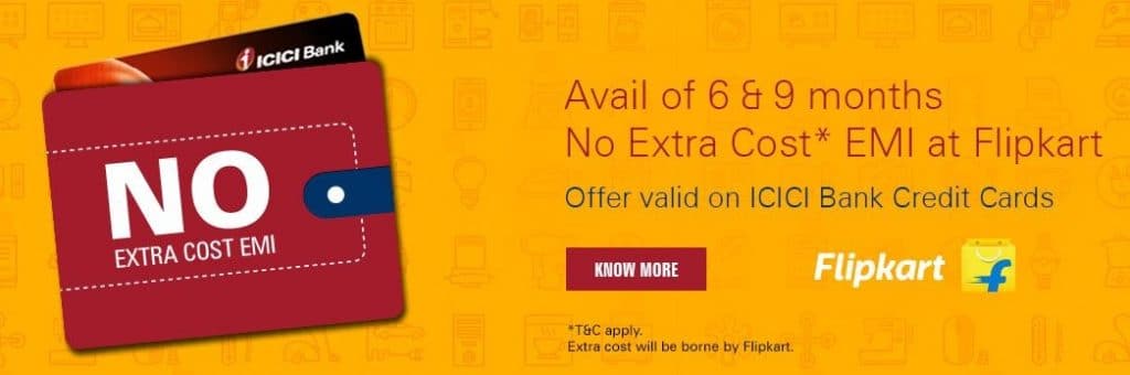 Flipkart ICICI bank no cost EMI