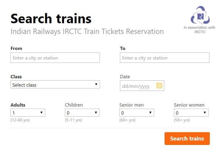 Cleartrip train ticket booking
