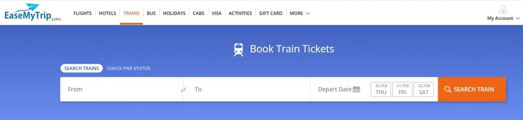 EaseMyTrip Train Booking 