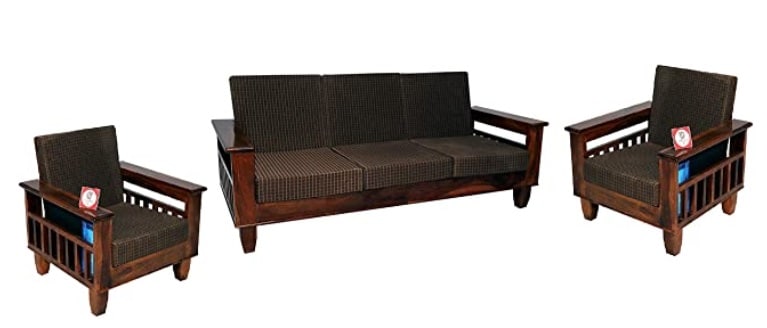 Santosha Decor Sheesham Wood 5 Seater Sofa Set 3+1+1