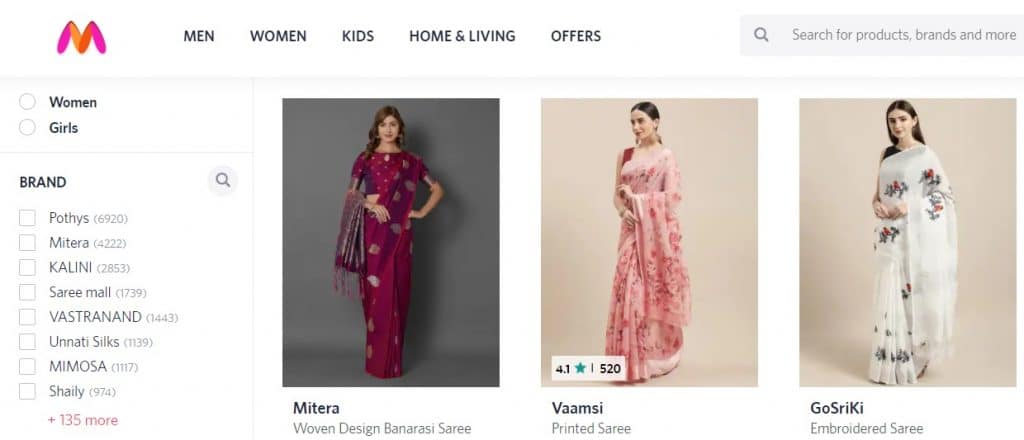 Saree Shopping on Myntra